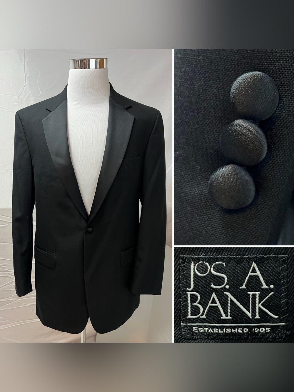Jos. A. Bank Men's 40L Black Tuxedo Blazer Jacket